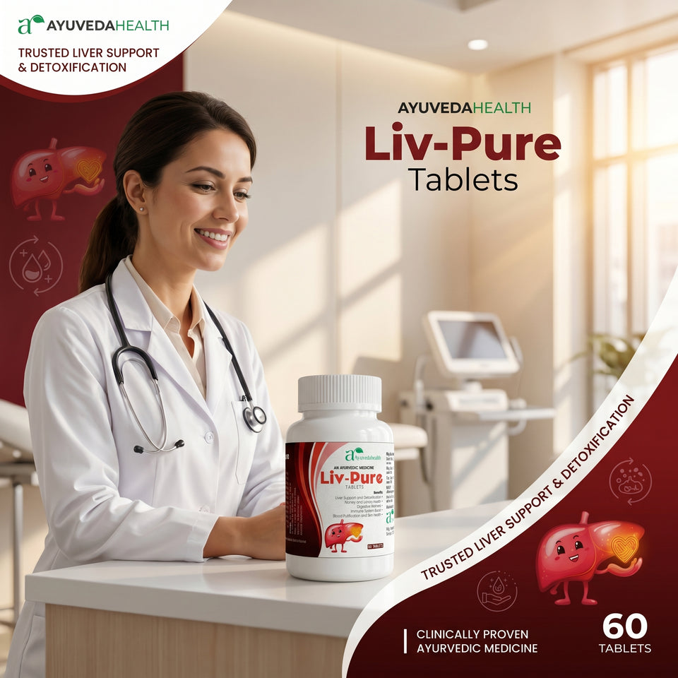 Ayurveda Health Liv-Pure Tablets | Ayurvedic Herbal Wellness Supplement with Giloy, Kalmegh & Bhringraj | 60 Tablets